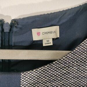 Tweed Navy Sheath Dress with Accent Lines